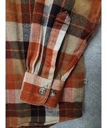 Cabelas Heavy Flannel Shirt Jacket Mens L Brown Tan Button Up Shacket - £34.78 GBP