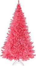 6 Feet Pink Christmas Tree Premium Artificial Spruce Hinged Pink Christmas Tree  - £126.67 GBP