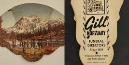 1950s vintage GILL MORTUARY north emporia ks FUNERAL DIRECTORS adv HAND FAN - $48.02