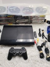 Sony Playstation 3 PS3 Super Slim 250GB Lot 4 Controllers And 33 Games Headset - £154.22 GBP