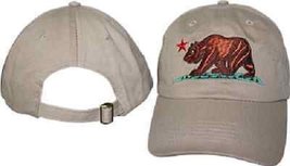 K&#39;s Novelties California Republic Bear Khaki Beige Ball Cap Hat - £7.75 GBP