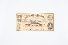 1863 State of Alabama $0.25 Twenty-Five Cents confederate Fractional Cur... - $98.62