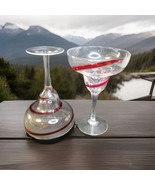 Vintage Pier 1 Swirline Margarita Glasses RED Hand-Blown - $461.92 MXN