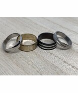 Beautiful Lot of 4 Stainless Steel Ring Bands Size 6 - 6 1/2 - $380.13 MXN