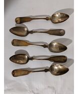 Menge Von 5 Davis Palmer &amp; Co Boston 1838-1845 Münze Silber Tee Löffel M... - $2,885.77 MXN