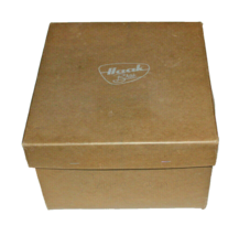 VINTAGE CAMEL TAN SQUARE HAT BOX HAAK BROS. WITH LACE TIES - £9.38 GBP