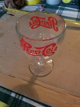 Vintage Pepsi Cola Soda Red Goblet Chalice Style Glass, Pepsi Collectible  - $21.73
