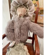 Carmen Manago Doll Grace Fur + Silk Handmade Doll Old Lady w Hat - $27.16