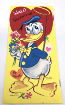 Vtg Valentines Day Card Single Sheet Donald Duck Disney Halo 1940s 1950s USA - £37.24 GBP