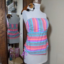 SO Pastel Multi-Color Striped Strapless Tube Bikini / Swim Top - Junior&#39;s L - £3.83 GBP