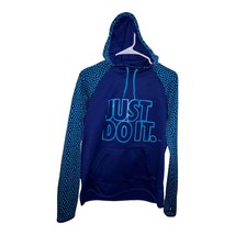 Nike Therma Fit “Just Do It” Hoodie Blue Polka Dot Sleeves &amp; Hood Womens Medium - £10.36 GBP