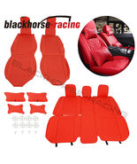 6D Red Universal Car 5-Seat Cover Front Rear 13PCS PU Leather Interior C... - £73.01 GBP