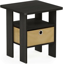 Small Side Table Furniture End Accent Storage Shelf Wood Espresso With Drawer - £23.19 GBP