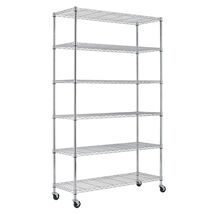 Heavy Duty 6-Shelf Metal Storage Rack Shelving Unit with Casters - €293,42 EUR