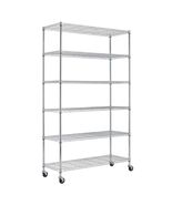 Heavy Duty 6-Shelf Metal Storage Rack Shelving Unit with Casters - €293,42 EUR