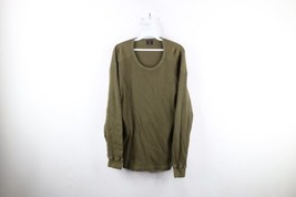 Vtg Streetwear Mens XL Distressed Thermal Waffle Knit Long Sleeve T-Shirt Olive - £31.27 GBP