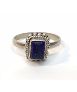 Sterling Silver Ring with Blue Stone 925 Sz 7.5 - £30.11 GBP