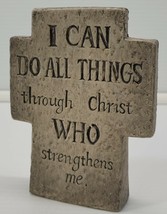 Decorative Tabletop Ceramic Cross Christ Strengthens Me Quote - £7.87 GBP