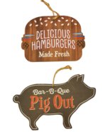 BBQ Pig Out Fresh Hamburgers  Sign Decor Lot ManCave Patio Deck Pig Roast - $13.66 CAD