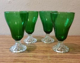 Anchor Hocking Forest Green Burple Boopie Glasses 5¾&quot; Set of 4 - £31.45 GBP