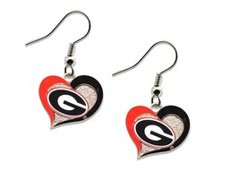 NCAA Georgia Bulldogs Swirl Heart Earrings - £11.61 GBP