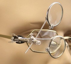 CLIP ON eye glasses Jewelers MAGNIFYING LOUPE Dual Lens 3.3x 5x 16.5x Ma... - $30.18