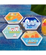 Set of 4 pieces Bon Voyage Ceramic Coasters in Gift Box - $41.61 CAD