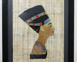 Vintage Framed Nefertiti Painting on Papyrus 20x16 - £78.72 GBP