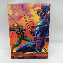Marvel Versus DC Trading Card Hawkeye Green Arrow 1995 Fleer Skybox #63 - $9.89