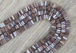 8 inches long strand smooth coffee moonstone heishi  square gemstone beads, 4 MM - £22.02 GBP