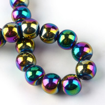 10 Rainbow Glass Beads 12mm Electroplated Jewelry Findings Big Beads Set Mixed - £3.36 GBP