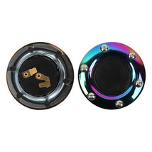 Carbon Fiber Steering Wheel Center Horn Button Neo Chrome Aluminum Edge - £10.96 GBP