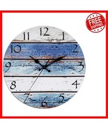 Nautical 12-Inch Round Wall Clock – Vintage Silent Quartz Beach Decor - $38.79