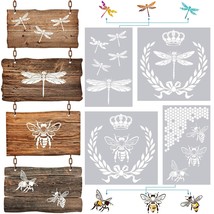4 Pieces Dragonfly Stencil For Painting French Bee Stencil Honeycomb Stencil Reu - £11.79 GBP