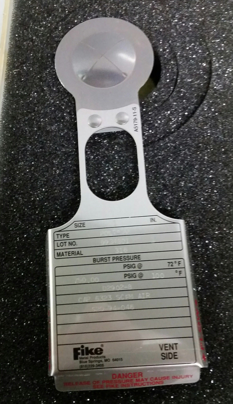 Fike POLY-SD Rupture Disc 1&quot;,  750 psig @ 100 Deg. F, 316  - $27.75