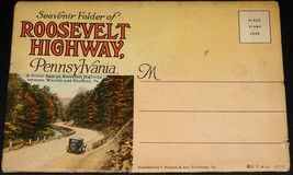 Roosevelt Highway Pennsylvania Antique Souvenir Postcard Folder Curt Teich 6&quot;x4 - £15.65 GBP