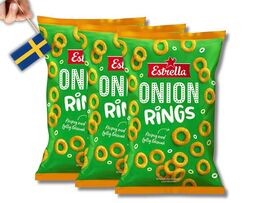 3 Bags Estrella Onion Rings  Crispy &amp; Savory Snack, 200g (7.05oz) - $22.43