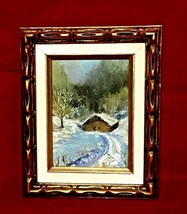 Winter retreat snow landscape scenery  vintage painting by Edi Burton Fr... - £30.27 GBP