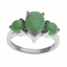 Rare Sterling Silver Evans Turquoise 3-Stone Ring-Size 8 - £40.35 GBP