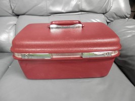 Vintage Aspen Samsonite Train Case Luggage Suitcase Cosmetic Bag Escort Burgundy - £40.08 GBP