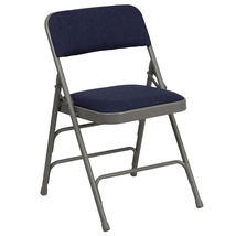 HERCULES Series Curved Triple Braced Navy Fabric Folding Chair - $1,724.21 MXN