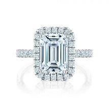 1.00Ct- 7x5MM Emerald Cut Diamond Engagement Ring With Halo Style In 14k Gold - £598.40 GBP