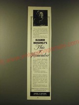 1950 Harper & Brothers Ad - Eleanor Roosevelt's This I remember - £14.65 GBP