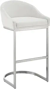 Benjara Lina 24 Inch Counter Stool Chair, Metal Cantilever Base, Faux Le... - $783.99