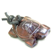 Amulet Lucky Charm Turtle Red Tiger Eye Healing - $80.72