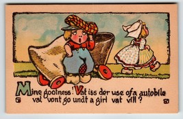 Dutch Boy Girl Postcard Comical Buggy Cart Shoe On Wheels TP &amp; Co. Unposted - £7.11 GBP