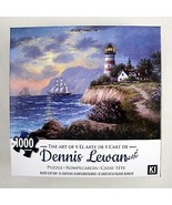 Dennis Lewan Art Puzzle White Cliff Bay Lighthouse Cottage Karmin 1000pc... - £10.11 GBP