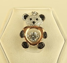 Vintage Sterling YGI Panda Bear Clear Cubic Zirconia Cluster gemstone Pendant - £30.21 GBP