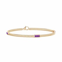Angara Natural 6x2mm Amethyst 0 Bracelet in 14K Yellow Gold for Women - £354.30 GBP