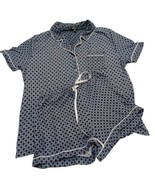 Navy Print Short Sleeve Top &amp; Shorts Pajama Set Women&#39;s Size S/P Jones NY - £20.34 GBP